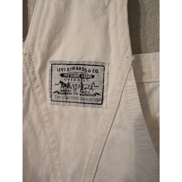 Levi's Womens Shortalls Size XS White Denim Square Neck Pockets Farm Girl - Picture 5 of 11